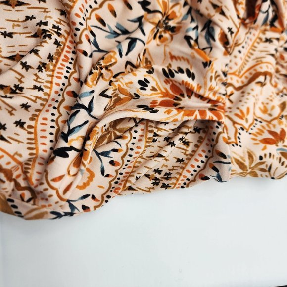 Torrid Women Size 1 / 1X  Faux Wrap Dress Pockets Orange Blue Floral Print - Picture 4 of 10